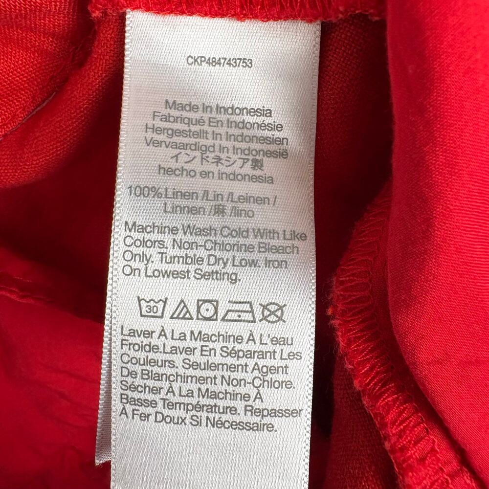 Madewell Button Tab Shorts 100% Linen High Rise Pintucked Button Tabs Red 6 - Picture 7 of 12
